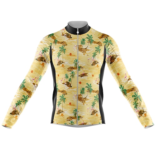 

Men's Cycling Jersey Long Sleeve Bike Jersey with 3 Rear Pockets Mountain Bike MTB Road Bike Cycling Cycling Breathable Ultraviolet Resistant Quick Dry Black Yellow Polyester Sports Clothing Apparel