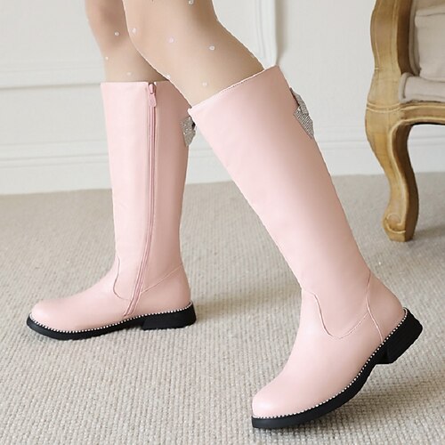 

Girls' Boots Princess Shoes Daily PU Princess Shoes Big Kids(7years ) Daily Butterfly White Black Rosy Pink Fall Summer / Mid-Calf Boots