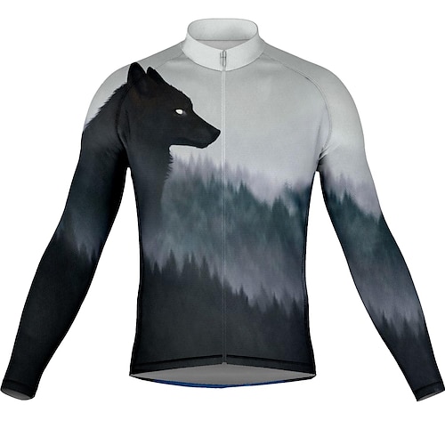 

21Grams Men's Cycling Jersey Long Sleeve Bike Top with 3 Rear Pockets Mountain Bike MTB Road Bike Cycling Breathable Quick Dry Moisture Wicking Reflective Strips Black / Orange Orange Blue Wolf