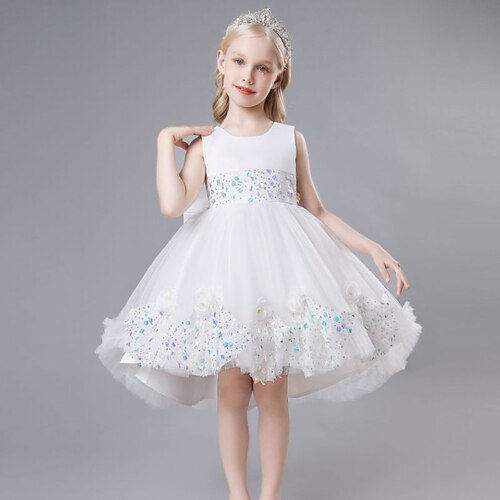 

Kids Girls' Dress Sequin A Line Dress Asymmetrical Dress Performance Sequins Cotton Sleeveless Princess Dress 3-10 Years Summer Blue Purple Pink