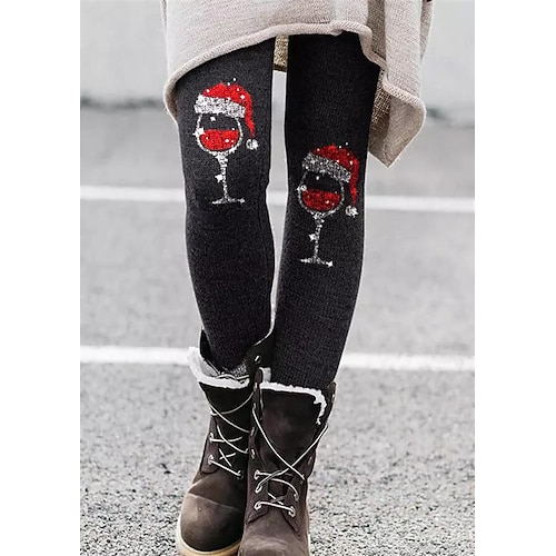 

Women's Tights Leggings Picture color 1 Picture color 3 Picture color 5 Mid Waist Fashion Sparkle Sparkle & Shine Daily Print High Elasticity Full Length Tummy Control Leaf S M L XL 2XL