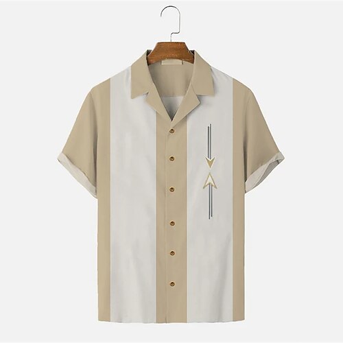 

Men's Bowling Shirt Camp Shirt Graphic Turndown Wine Green Khaki Navy Blue Print Daily Holiday Short Sleeve Button-Down Print Clothing Apparel Vintage Color Block Hawaiian Comfortable / Summer