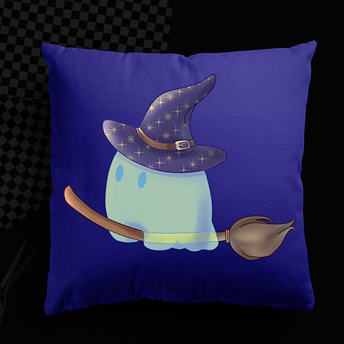 

Halloween UV Reactive Cushion Cover 1PC Soft Decorative Ghost Square Throw Pillow Cover Cushion Case Pillowcase for Bedroom Livingroom Superior Quality Machine Washable Indoor Cushion for Sofa Couch Bed Chair