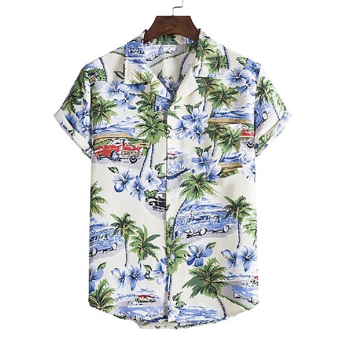

Men's Shirt Summer Hawaiian Shirt Graphic Shirt Tree Classic Collar White Other Prints Casual Holiday Short Sleeve Print Clothing Apparel Designer Hawaiian / Beach
