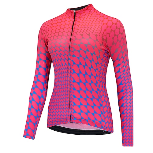 

21Grams Women's Cycling Jersey Long Sleeve Bike Top with 3 Rear Pockets Mountain Bike MTB Road Bike Cycling Breathable Quick Dry Moisture Wicking Reflective Strips Red Polka Dot Polyester Spandex