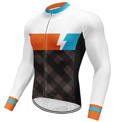 

21Grams Men's Cycling Jersey Long Sleeve Bike Top with 3 Rear Pockets Mountain Bike MTB Road Bike Cycling Breathable Quick Dry Moisture Wicking Reflective Strips Rosy Pink Burgundy Orange Geometic