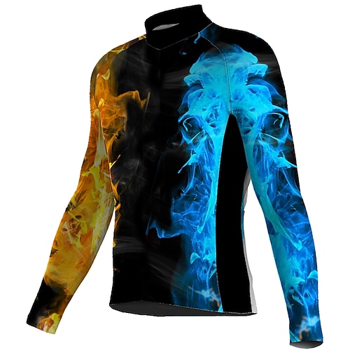 

21Grams Men's Cycling Jersey Long Sleeve Bike Top with 3 Rear Pockets Mountain Bike MTB Road Bike Cycling Breathable Quick Dry Moisture Wicking Reflective Strips Blue Graphic Polyester Spandex Sports