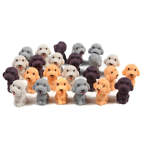 

24 Pcs Animal Pencil Erasers ToppersPencil Top Erasers3D Cute Dog Cap Easters Desk Pet Erasers for Kids