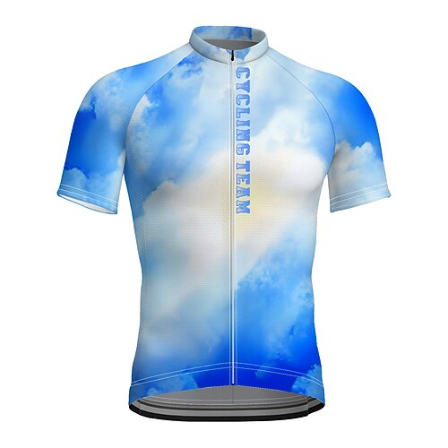 

21Grams Men's Cycling Jersey Short Sleeve Bike Top with 3 Rear Pockets Mountain Bike MTB Road Bike Cycling Breathable Quick Dry Moisture Wicking Reflective Strips Blue Polyester Spandex Sports