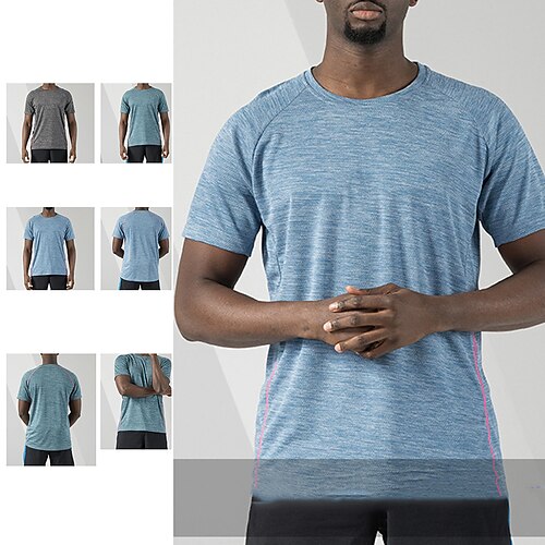 

Men's T shirt Tee Solid Color Crew Neck Black Light Green Light Blue Short Sleeve Outdoor Daily Tops Casual Comfortable / Summer / Summer