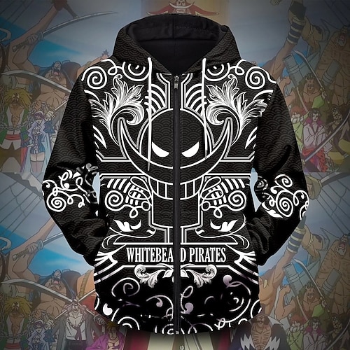 

Inspired by One Piece Film: Red Edward Newgate Cartoon Manga Outerwear Anime Front Pocket Graphic Outerwear For Men's Women's Unisex Adults' 3D Print 100% Polyester