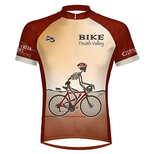 

21Grams Men's Cycling Jersey Short Sleeve Bike Top with 3 Rear Pockets Mountain Bike MTB Road Bike Cycling Breathable Quick Dry Moisture Wicking Reflective Strips Burgundy Skeleton Polyester Spandex