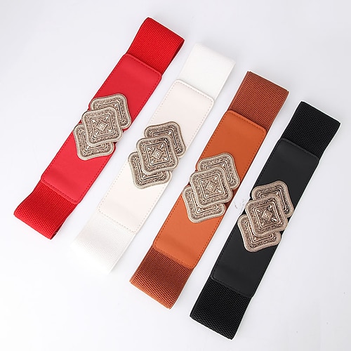 

Women's Belt PU White Black Brown Rose Red Wide Belt Outdoor Holiday Multicolor Pure Color / Spring / Summer / Fall / Winter