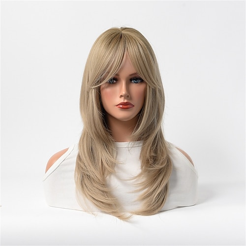 

Synthetic Wig Wig Female Fluffy Long Bangs Golden Wig White Long Inner Buckle Chemical Fiber Headgear Wig