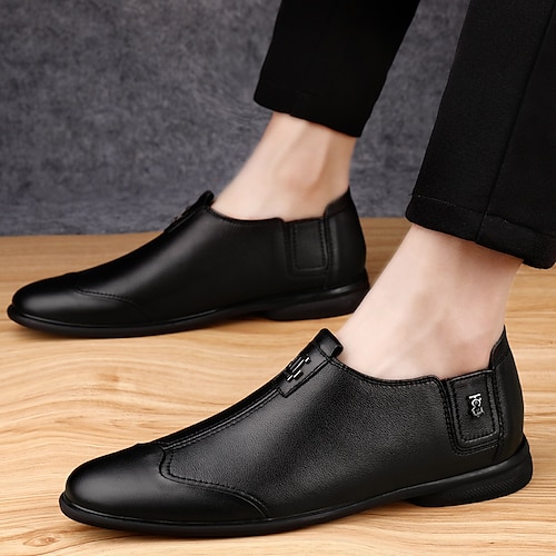 

Hombre Zapatos de taco bajo y Slip-On Casual Clásico Diario Oficina y carrera PU Morrón Oscuro Negro Marrón Primavera Verano