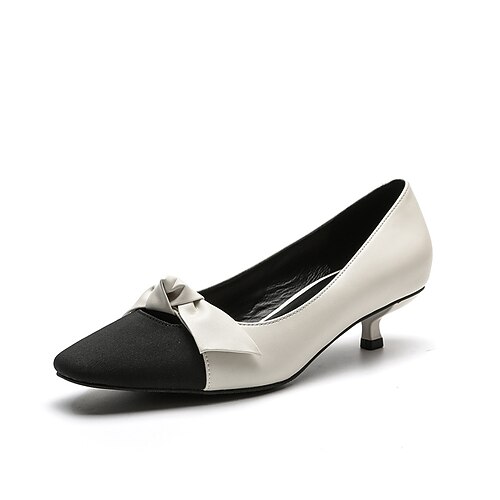 

Women's Heels Dress Shoes Bowknot Low Heel Square Toe Closed Toe Elegant Minimalism Daily Office Patent Leather Loafer Spring Summer Solid Colored White Black