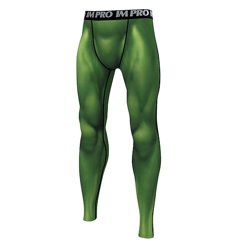 

Men's Running Tights Leggings Compression Pants Compression Clothing Athletic Athleisure Spandex Breathable Quick Dry Moisture Wicking Fitness Gym Workout Running Sportswear Activewear Green Black