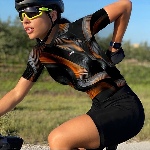 

21Grams Women's Cycling Jersey Short Sleeve Bike Top with 3 Rear Pockets Mountain Bike MTB Road Bike Cycling Quick Dry Moisture Wicking Black Graphic Patterned Sports Clothing Apparel / Stretchy