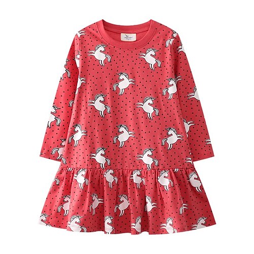 

Kids Girls' Dress Unicorn A Line Dress Dress Daily Cute Dress 2-6 Years Winter Pink