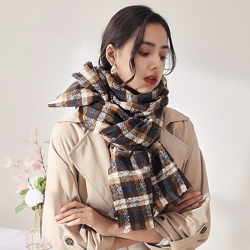 

Bohemia Christmas Plaid Scarf 4 Styles Winter Warm Women Long Foulard New Fashion Female Scarves Lady Tassel Shawl Wraps Friend Gift 18070cm