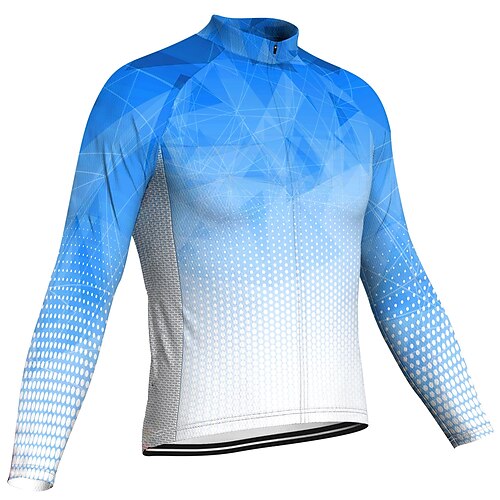 

21Grams Men's Cycling Jersey Long Sleeve Bike Top with 3 Rear Pockets Mountain Bike MTB Road Bike Cycling Breathable Quick Dry Moisture Wicking Reflective Strips Blue Polka Dot Geometic Polyester