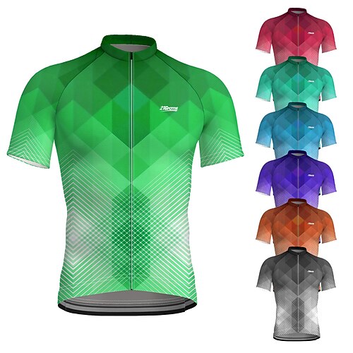 

21Grams Men's Cycling Jersey Short Sleeve Bike Top with 3 Rear Pockets Mountain Bike MTB Road Bike Cycling Breathable Quick Dry Moisture Wicking Reflective Strips Green Purple Grey Polyester Spandex