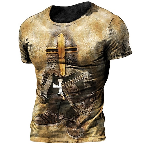 

Hombre Unisexo Camiseta Estampados Soldier Cuello Barco Caqui Impresión 3D Exterior Calle Manga Corta Estampado Ropa Vintage Deportes Casual Grande y alto / Verano / Verano