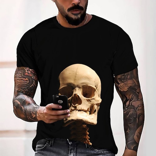 

Men's T shirt Tee Tee Graphic Round Neck Black Short Sleeve 3D Print Casual Daily 3D Print Tops Fashion Cool Designer Comfortable / Summer / Summer