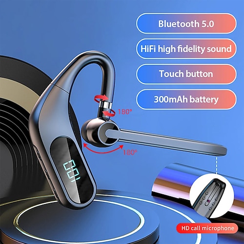 

Kj12 Hands Free Telephone Driving Headset Ear Hook Bluetooth5.0 Stereo Auto Pairing Smart Touch Control for Apple Samsung Huawei Xiaomi MI Zumba Fitness Camping / Hiking Mobile Phone