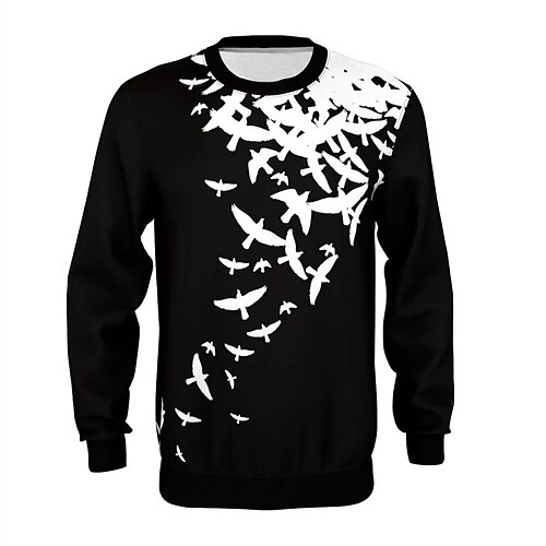 

Men's Unisex Sweatshirt Pullover Graphic Prints Bird Print Daily Sports Holiday 3D Print Casual Streetwear Hoodies Sweatshirts Black