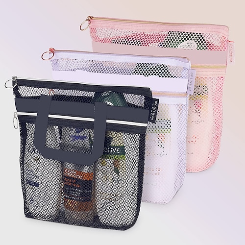 

Portable Shower Handbag Transparent Gauze Makeup Bag Storage Bag Travel Wash Bag Mesh Beach Bag