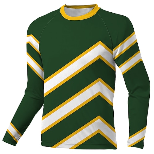 

Men's Downhill Jersey Long Sleeve Dark Green Stripes Bike Breathable Quick Dry Polyester Spandex Sports Stripes Clothing Apparel / Stretchy