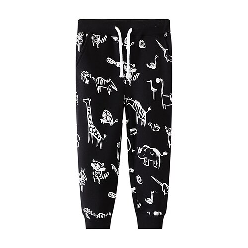 

Kids Boys Pants Black Animal Fall Winter Active Daily 2-6 Years