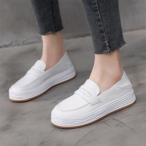 

ruoji white shoes women's 2022 spring and summer new leather casual slip-on loafer shoes popular casual single shoes