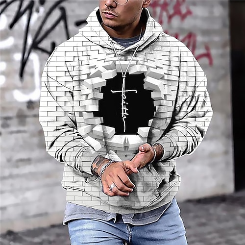 

Hombre Unisexo Sudadera Sudadera Con Capucha Blanco Con Capucha Estampados Estampado Diario Deportes Impresión 3D Ropa de calle Design Casual Primavera Otoño Ropa Bricks Sudaderas con capucha