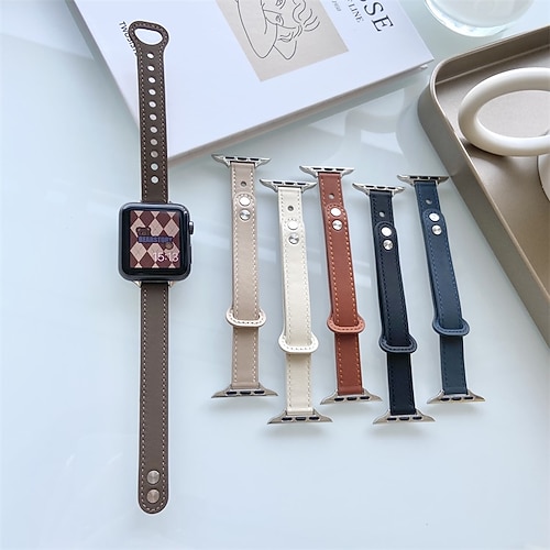 

1pc Smart Watch Band Compatible with Apple iWatch 38/40/41mm 42/44/45mm Genuine Leather Adjustable Breathable Quick Release Leather Loop for iWatch Smartwatch Strap Wristband for Series 7 / SE