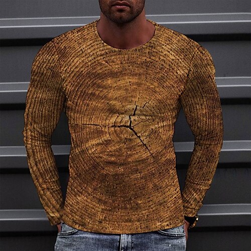 

Men's T shirt Tee Tee Graphic Round Neck Orange Long Sleeve 3D Print Casual Daily Print Tops Fashion Designer Comfortable Big and Tall
