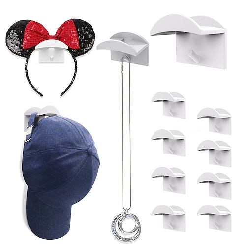 

10PCS wall-mounted sticky hat hooks hat hooks baseball cap hooks hat display stand without drilling