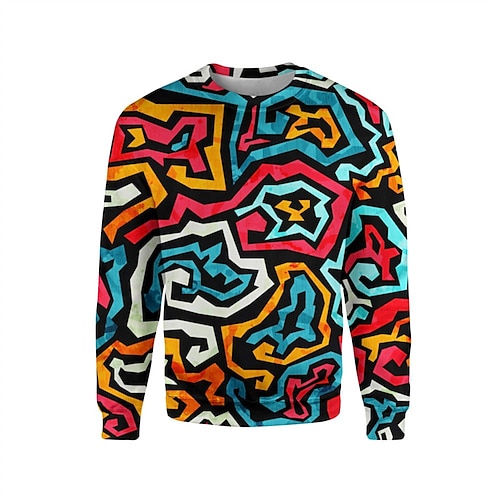 

Men's Unisex Sweatshirt Pullover Red Crew Neck Geometric Graphic Prints Print Daily Sports Holiday 3D Print Streetwear Casual Big and Tall Spring & Fall Clothing Apparel Hoodies Sweatshirts Long