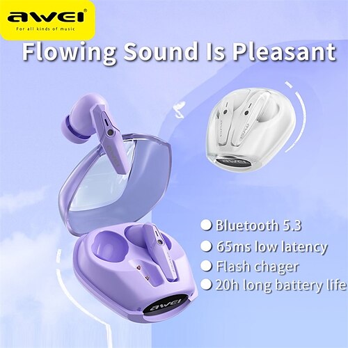 

AWEI T25 Wireless Bluetooth 5.3 Headphones Noise Reduction DNS fone sports audio with microphone