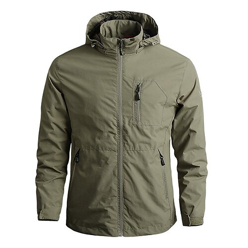 

Men's Hiking Jacket Hiking Windbreaker Military Tactical Jacket Outdoor Windproof Breathable Water Resistant Quick Dry Hoodie Top Hunting Camping / Hiking / Caving ArmyGreen Black khaki Navy Blue