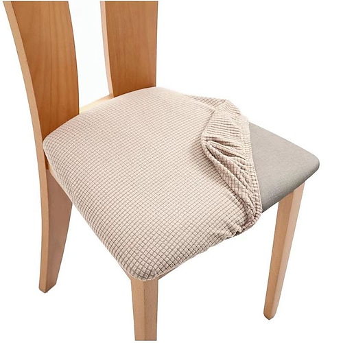 

2 Pcs Dining Chair Seat Cover White Stretch Chair Slipcover Black Grey Soft Solid Color Durable Washable Furniture Protector For Dining Room Party