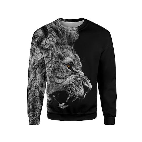 

Men's Unisex Sweatshirt Pullover Black Crew Neck Animal Graphic Prints Print Daily Sports Holiday 3D Print Streetwear Casual Big and Tall Spring & Fall Clothing Apparel Hoodies Sweatshirts Long