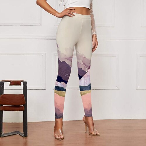

Women's Tights Leggings Pink Mid Waist Designer Hip-Hop Athleisure Leisure Sports Yoga Print Stretchy Ankle-Length Tummy Control Graphic S M L XL XXL / Skinny