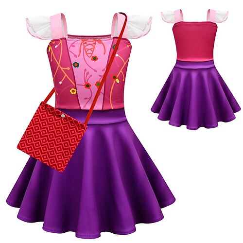 

Hocus Pocus The Witcher 3 Dress Outfits Bag Girls' Movie Cosplay Cosplay Purple Rosy Pink Dress Children's Day Masquerade Polyester