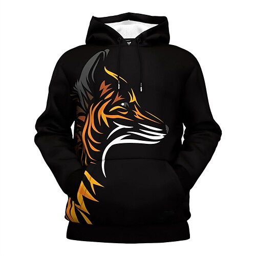 

Men's Unisex Hoodie Pullover Hoodie Sweatshirt Black Hooded Animal Patterned Graphic Prints Print Daily Sports 3D Print Streetwear Designer Casual Spring & Fall Clothing Apparel Hoodies Sweatshirts