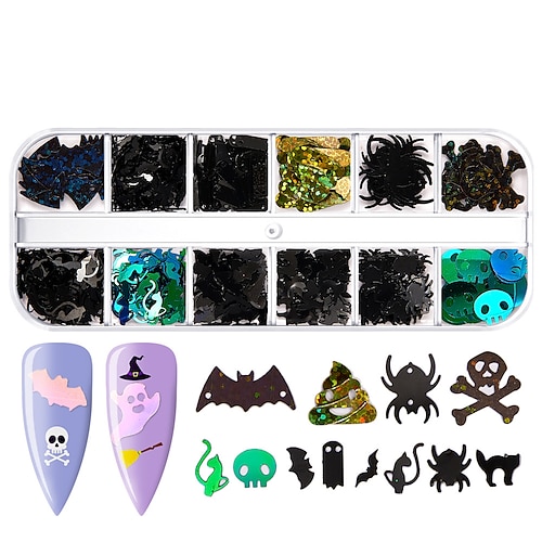 

Halloween Nail Sequin Sequins Ghost Spider Skull Nail Polish Glue Slime Filler Nail Jewelry