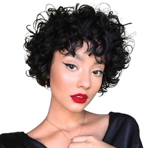 

Pixie Cut Wig Human Hair Short Curly Human Hair Wigs For Black Women Cheap Human Hair Wig Full Machine Glueless Afro Curly Wig