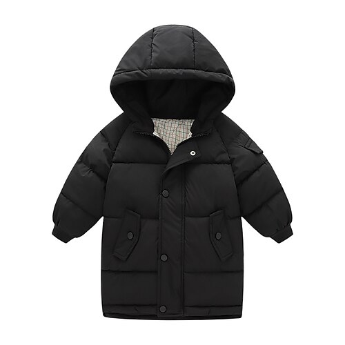 

Kids Unisex Down Coat Outerwear Plain Coat School Active Adorable Green Black Blue Winter Fall 3-10 Years