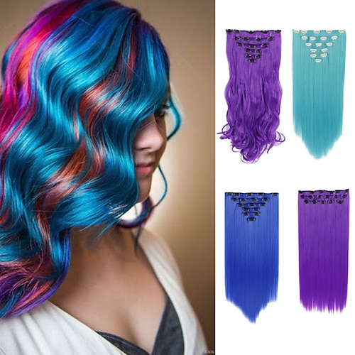 

Straight Synthetic Clip in Hair Extensions. individual pieces for multiple styles hair wig